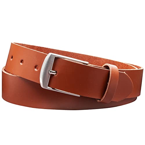 Vascavi Ledergürtel, 3,5 cm breit, Echtes Leder, Unisex Gürtel für Damen und Herren, MADE IN GERMANY, AM49-SL-Cognac-95 von Vascavi