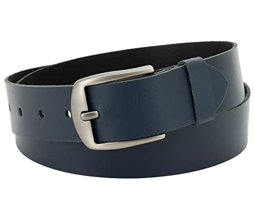 Vascavi Ledergürtel, 4 cm breit, Echtes Leder, Unisex Gürtel für Damen und Herren, MADE IN GERMANY, AM510-SL-Dunkelblau-105 von Vascavi