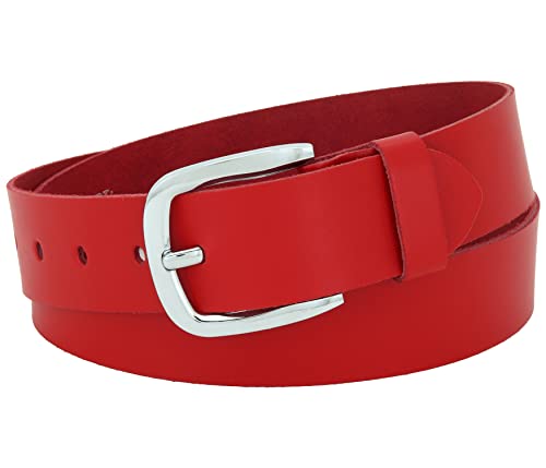 Vascavi Ledergürtel, 4 cm breit, Echtes Leder, Unisex Gürtel für Damen und Herren, MADE IN GERMANY, AM516-SL-Rot-100 von Vascavi