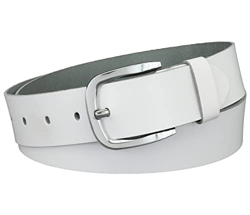 Vascavi Ledergürtel, 4 cm breit, Echtes Leder, Unisex Gürtel für Damen und Herren, MADE IN GERMANY, AM516-SL-Weiss-90 von Vascavi