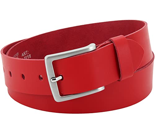 Vascavi Ledergürtel, 4 cm breit, Echtes Leder, Unisex Gürtel für Damen und Herren, MADE IN GERMANY, AM518-SL-Rot-85 von Vascavi