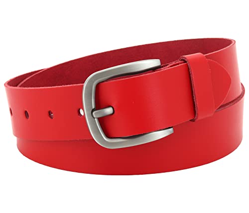 Vascavi Ledergürtel, 4 cm breit, Echtes Leder, Unisex Gürtel für Damen und Herren, MADE IN GERMANY, AM52-SL-Rot-90 von Vascavi