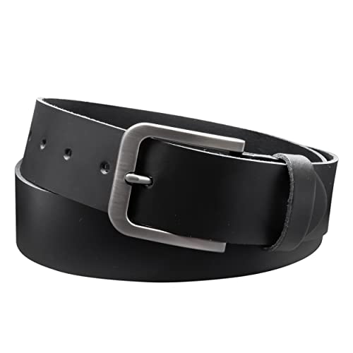 Vascavi Ledergürtel, 4 cm breit, Echtes Leder, Unisex Gürtel für Damen und Herren, MADE IN GERMANY, AM520-SL-Schwarz-110 von Vascavi