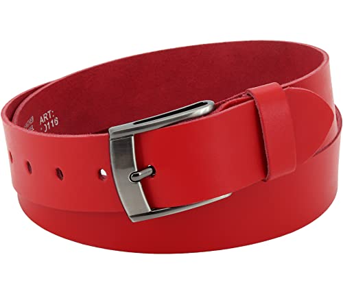 Vascavi Ledergürtel, 4 cm breit, Echtes Leder, Unisex Gürtel für Damen und Herren, MADE IN GERMANY, AM531-SL-Rot-100 von Vascavi