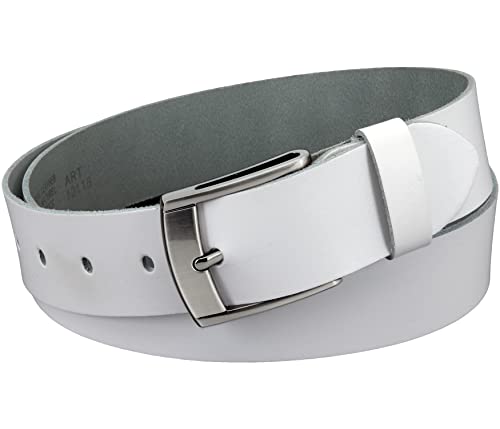 Vascavi Ledergürtel, 4 cm breit, Echtes Leder, Unisex Gürtel für Damen und Herren, MADE IN GERMANY, AM531-SL-Weiss-100 von Vascavi