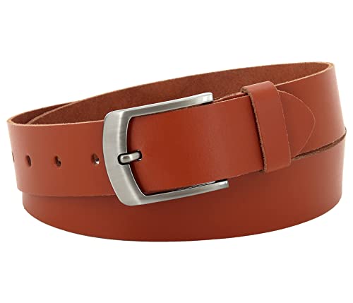 Vascavi Ledergürtel, 4 cm breit, Echtes Leder, Unisex Gürtel für Damen und Herren, MADE IN GERMANY, AM559-SL-Cognac-125 von Vascavi