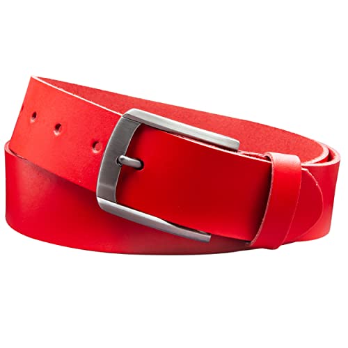 Vascavi Ledergürtel, 4 cm breit, Echtes Leder, Unisex Gürtel für Damen und Herren, MADE IN GERMANY, AM560-SL-Rot-90 von Vascavi