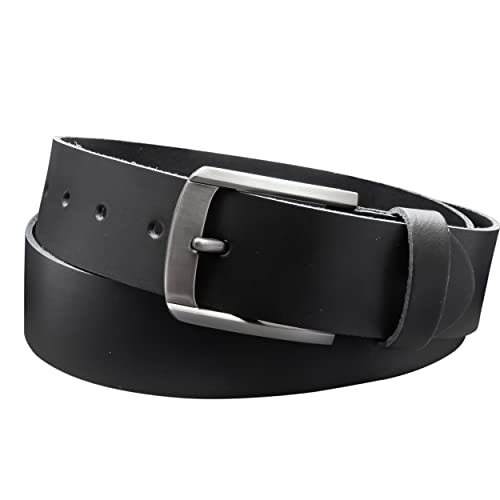 Vascavi Ledergürtel, 4 cm breit, Echtes Leder, Unisex Gürtel für Damen und Herren, MADE IN GERMANY, AM560-SL-Schwarz-120 von Vascavi