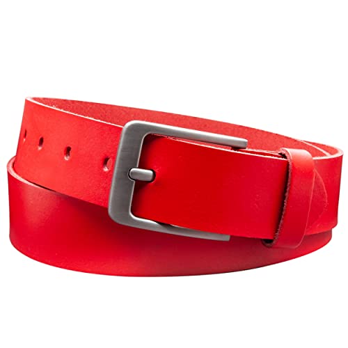 Vascavi Ledergürtel, 4 cm breit, Echtes Leder, Unisex Gürtel für Damen und Herren, MADE IN GERMANY, AM565-SL-Rot-90 von Vascavi
