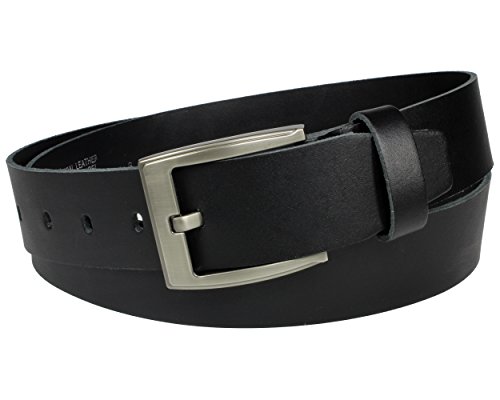 Vascavi Ledergürtel Herren Damen echt Leder Gürtel schwarz Jeansgürtel | 4 cm breit und 0.3 cm stark | Made in Germany real leather men belt unisex (100 cm Gesamtlänge 115 cm) von Vascavi