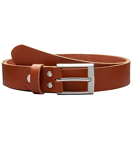 Vascavi Ledergürtel echt Leder, 3 cm breit und ca. 0.25 cm stark, Gürtel, Hüftgürtel, Jeansgürtel, Made in Germany (115 cm Gesamtlänge 125 cm, Cognac) von Vascavi