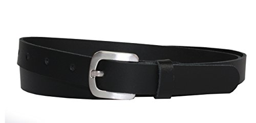 Vascavi Ledergürtel echt Leder Gürtel, Jeansgürtel, Hüftgürtel, Made in Germany, 2 cm breit und ca. 0.25 cm stark (95 cm Gesamtlänge 105 cm, Schwarz) von Vascavi