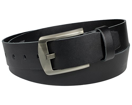 Vascavi Ledergürtel echt Leder Gürtel Herren Damen Jeansgürtel schwarz | 4 cm breit und 0.3 cm stark | Made in Germany real leather men belt unisex (90 cm Gesamtlänge 105 cm) von Vascavi