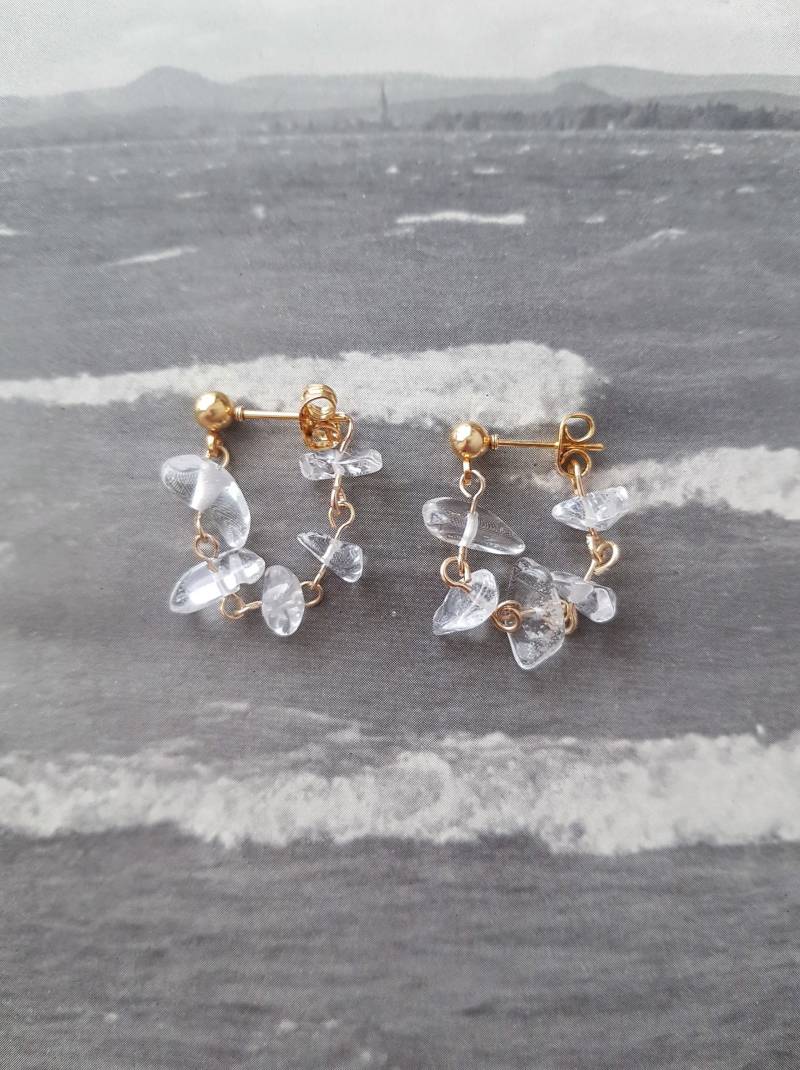 Bergkristall Ear-Jacket Ohrstecker in Gold von VaseStudios