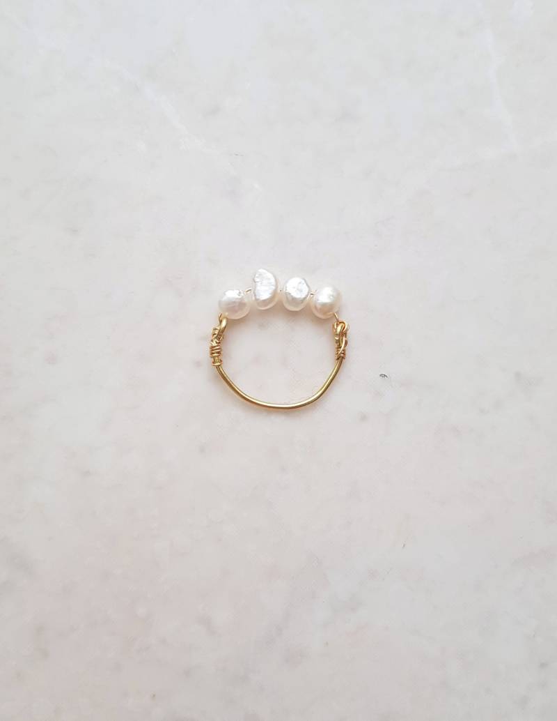 Fingerring Verdrahtet Mit Süßwasserperlen - Antik von VaseStudios