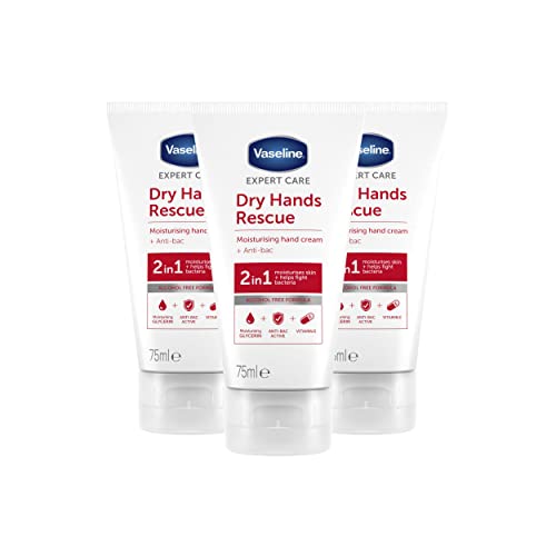 Vaseline Expert Care Dry Hands Rescue spendet Feuchtigkeit und schützt vor Bakterien. Anti-Bac Handcreme für trockene Haut, 75 ml 3er Pack von Unilever