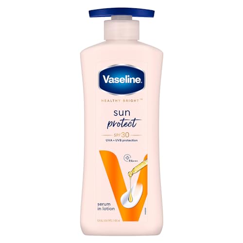 Vaseline Healthy Bright Sun Protection Body Lotion LSF 30, 400 ml, Daily Feuchtigkeitsspender für trockene Haut, Gives Non-Greasy Glowing Skin – für Männer & Frauen von Vaseline