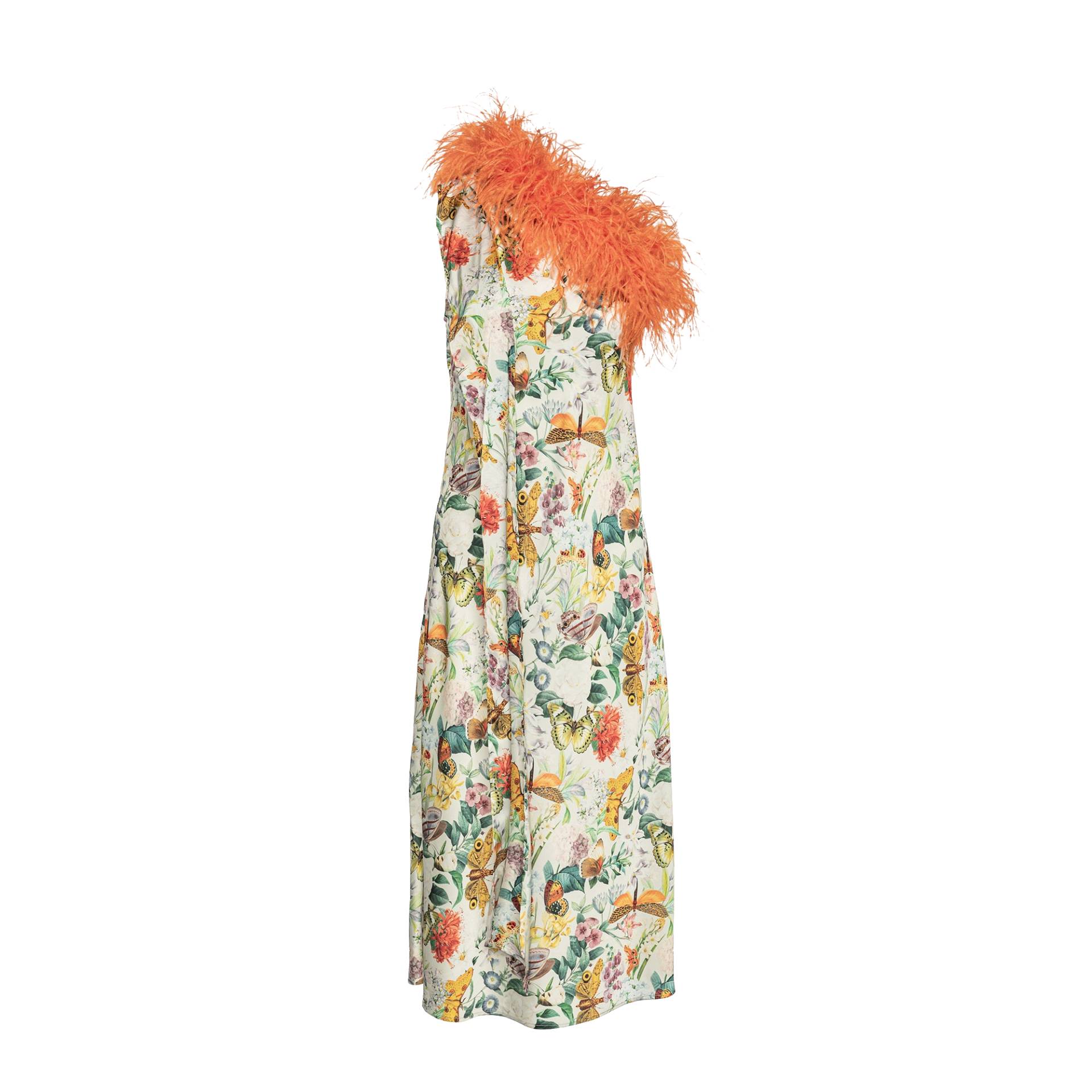 Imani Silky Dress with Feather Boa - Multi color - XS - Vasiliki - Midi dresses Imani Silky Dress with Feather Boa - Multi color - XS - Vasiliki - Midi dresses von Vasiliki
