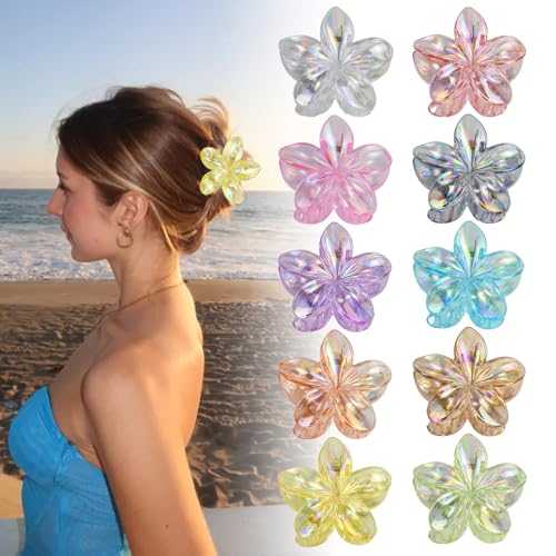 Vaskula 10Stück Blumen Haarklammer Groß für Dickes Dünnes Haar 10 Colors flower Hair Clip Haarspangen Mädchen Elegante Hair Accessories für Frauen für Clean Girl Blumen Haarklammer Zubehör von Vaskula