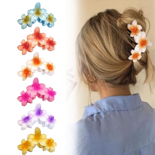Vaskula Haarklammer Blume 6 Stücke Rutschfeste Blumen Haarklammer Blütenform Hasrspange Clip Große Haarspange Starken Halt für Damen Dickes Dünnes Haar (Farbe) von Vaskula