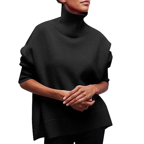 Damen Rolli t-Shirt mit witzigen sprüchen mädchen Pullover Kariertes Hemd Oversize Spitzentop Große Größen 52 Hoodie Decke(L, Black) von Vasreyy