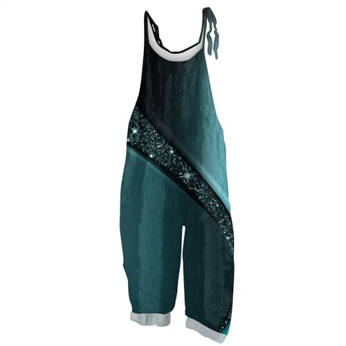 Jumpsuit Damen9Er Jahre Outfits Sonnenblume Bunte Drucken Verstellbare Träger Lang Ärmellos Latzhose Lose Overalls Mit Große Taschen Boho Leinen Oversize Lässiger Playsuit(Royal Blue,5Xl) von Vasreyy
