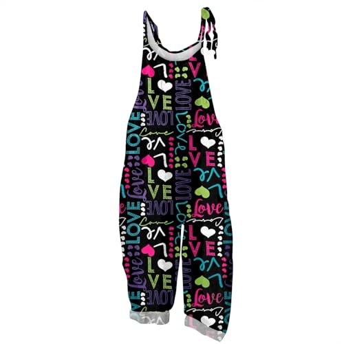 Overall Damen Elegant9Er Jahre Outfit Sonnenblume Bunte Drucken Verstellbare Träger Lang Ärmellos Latzhose Lose Overalls Mit Große Taschen Boho Leinen Oversize Lässiger(Light Gray,M) von Vasreyy
