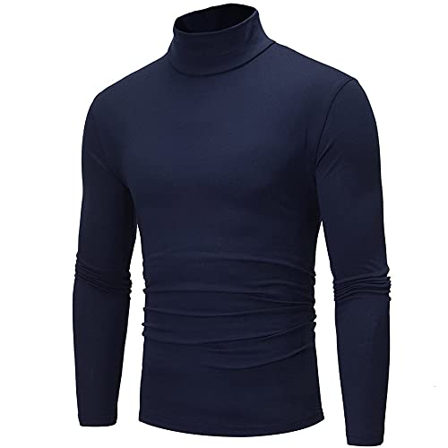 Pullover Für Herren Halbes Rollkragenshirt Langarm Rollkragenpullover Regular Hemdbluse Basic T-Shirt Slim Fit Freizeithemd Warm Langarmshirt Hemd von Vasreyy