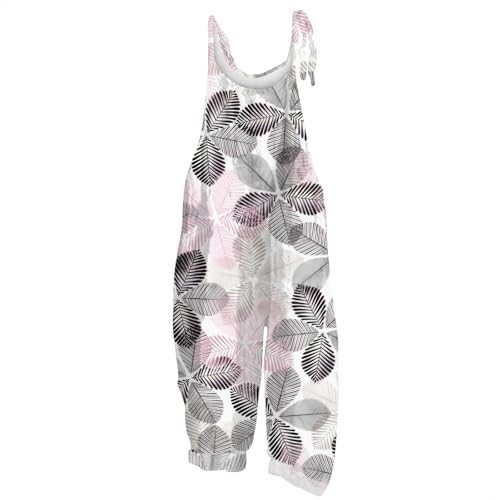 Pumphose DamenJumpsuit Damen Festlich Jumpsuit Kurz Sonnenblume Bunte Drucken Verstellbare Träger Lang Ärmellos Latzhose Lose Overalls Mit Große Taschen Hosenanzug(Dark Gray,M) von Vasreyy