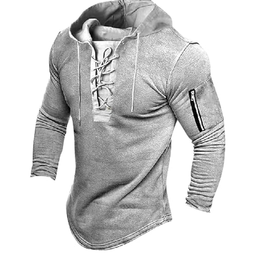 Tshirt Herren Hoodie Herren schwarz XXL Hoodie Pullover Herren weiß Herren Poloshirt Langarm Herren Hemd Langarm Regular Fit Hemd Kurzarm Herren Oktoberfest T-Shirt Herren Herren (XXL, Light Gray) von Vasreyy