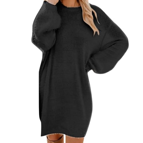 Vasreyy Herbstkleid Damen Knielang Pulloverkleid Langarm Oversize Pullover Longpullover Winter Warme Sweatkleid Lässig Modische Wollkleid von Vasreyy