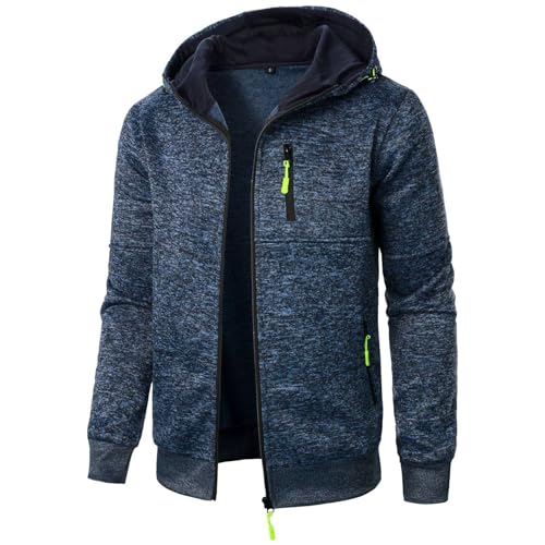 Vasreyy Kapuzenpullover Herren Einfarbig Zipper Kapuzenjacke Langarm Warm Kordelzug Hoodie Mit Kapuze Casual Outdoor Sweatjacke Winter Übergangsjacke Arbeitsjacke(Marine, Xl) von Vasreyy
