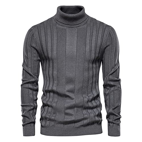 Vasreyy Pullover Herren Winter Kapuze Hoodie Sweatshirt Einfarbig Langarm Rollkragen Turtleneck Strickpullover Basic Feinstrick Sweater Casual Pulli von Vasreyy