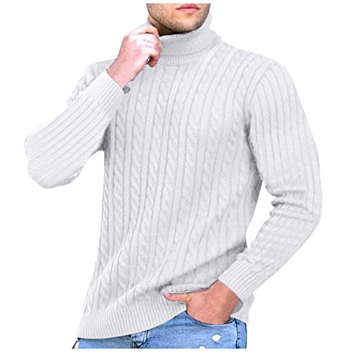 Vasreyy Pullover Herren Winter Weihnachtspullover Lustig Strickjacke Herren Sweater Langarm Einfarbig Rollkragen Pullover Turtleneck Strickpullover Feinstrick Rollkragenpullover Basic Sweater von Vasreyy