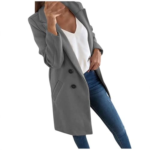 Vasreyy Strickjacke Damen Lang Einfarbig Vorne Offen Coatigan Revers Knopfleiste Jacke Leicht Cardigan Winter Pullover Langarm Warm Strickmantel Damenjacke Übergangsjacke von Vasreyy