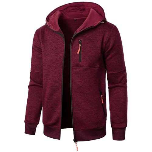Vasreyy Sweatjacke Einfarbig Zipper Kapuzenjacke Langarm Warm Kordelzug Hoodie Mit Kapuze Casual Outdoor Winter Übergangsjacke Jacken Für Herren von Vasreyy