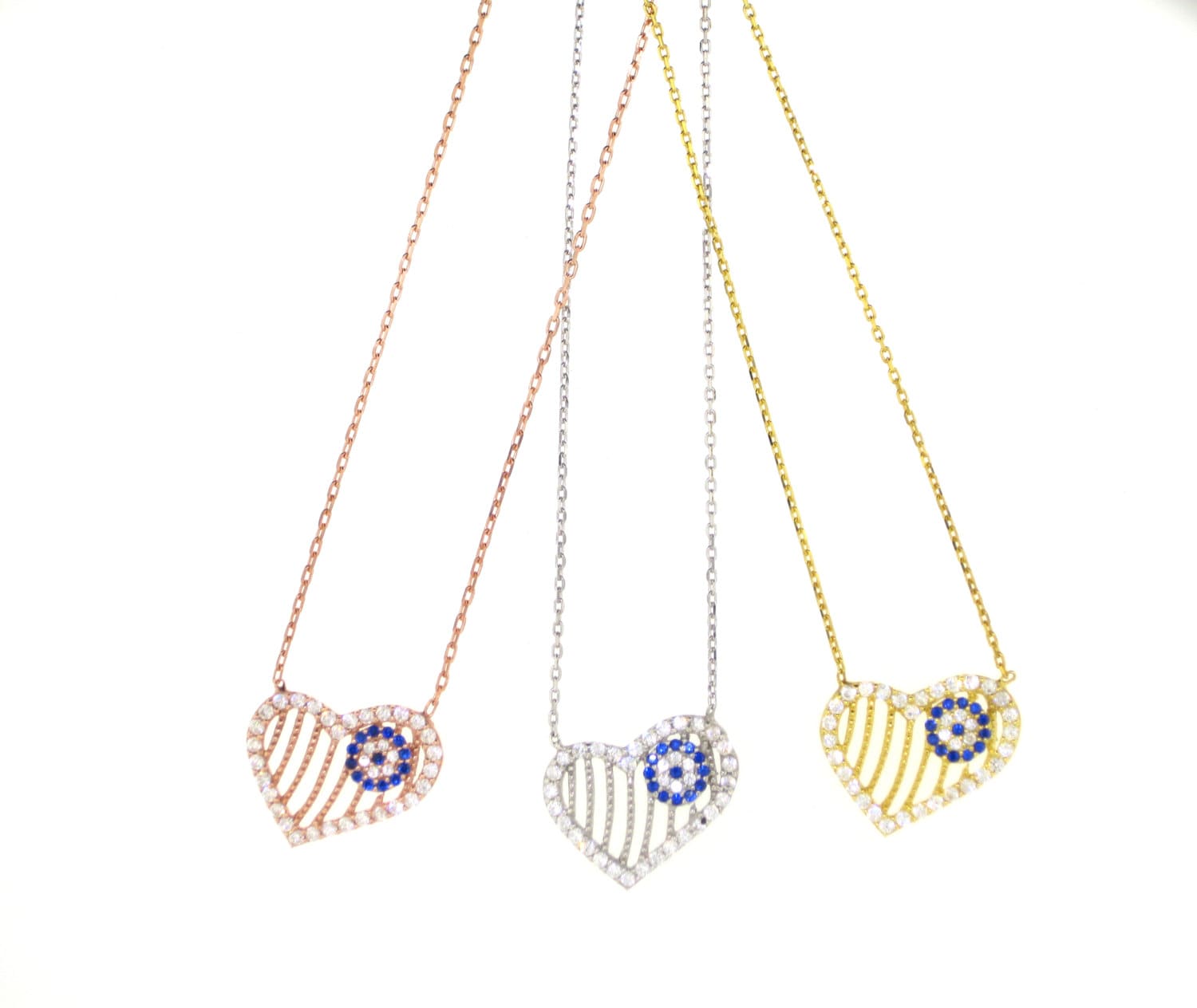 Böses Auge Herz Halskette von VassariBoutique