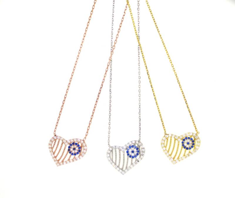 Böses Auge Herz Halskette von VassariBoutique