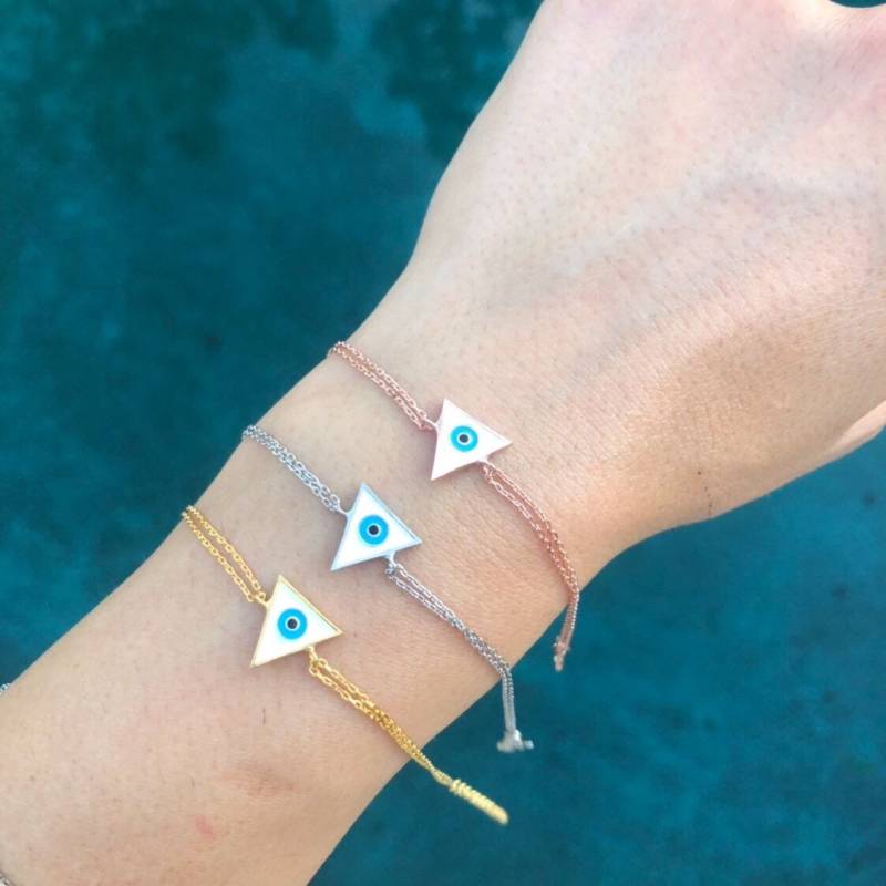 Dreieck Emaille Auge Armband von VassariBoutique