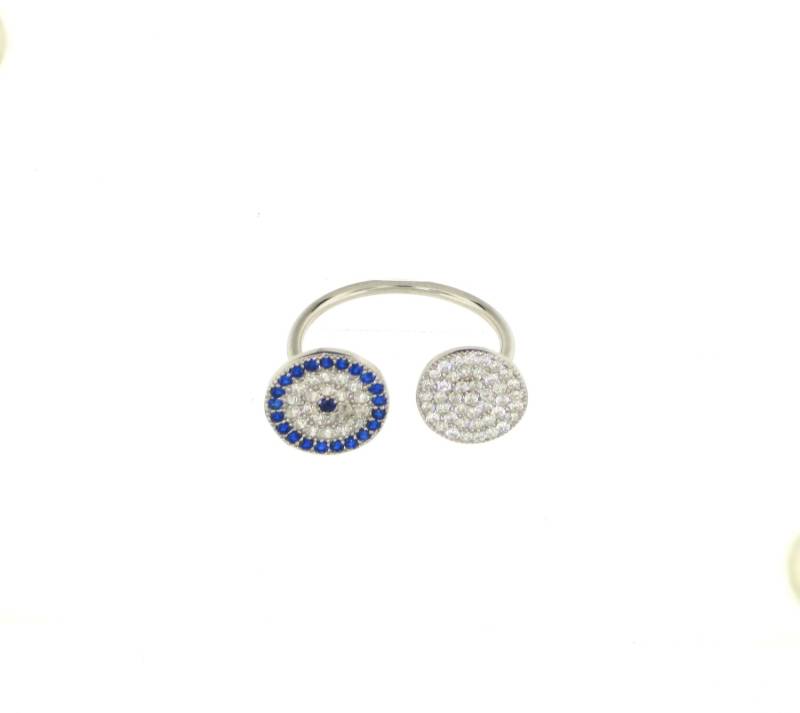 Evil Eye Disc Ring-Silber von VassariBoutique