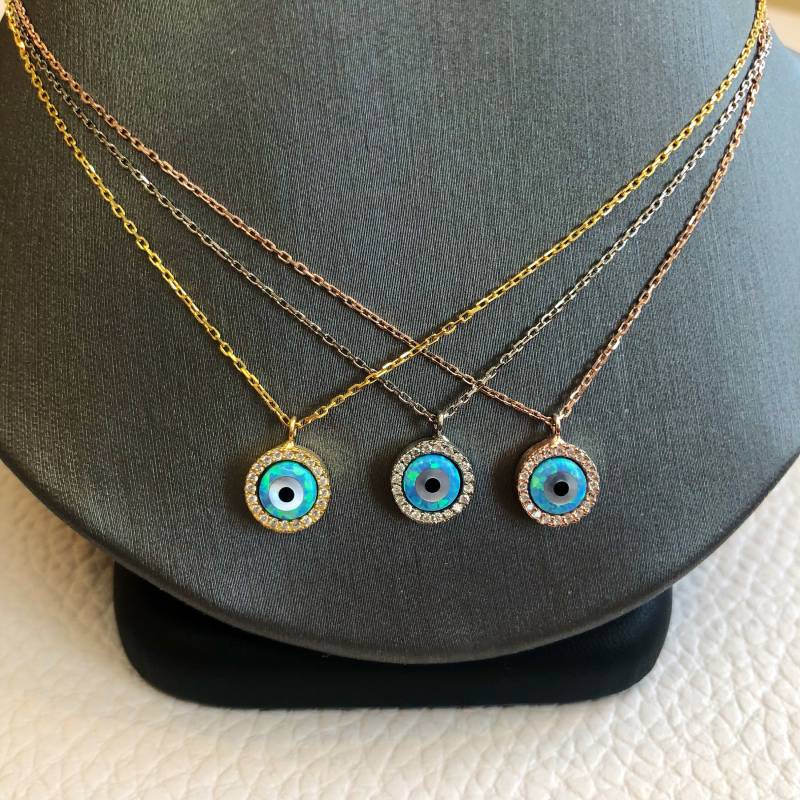 Mutter Perle Evil Eye Halskette von VassariBoutique