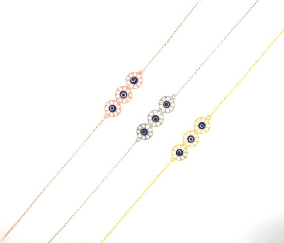 Triple Evil Eye Armband-Roségold von VassariBoutique