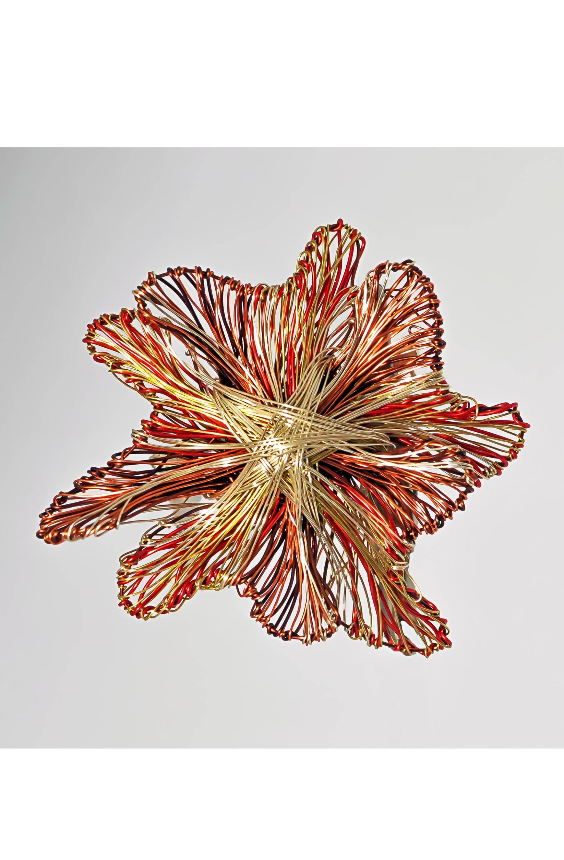 Große Orange Blumen Brosche, Abstrakte Blüte Kunst, Anstecknadel Draht, Skulptur, Künstlerschmuck Große Orange Blumen Brosche, Abstrakte Blüte Kunst, Anstecknadel Draht, Skulptur, Künstlerschmuck von VassilikiMikropoulou