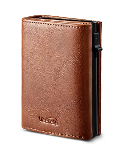 Vastaia Geldbörse Leder Klein Mit Münzfach | Portmonee Herren Und Damen mit RFID-Schutz | Slim Wallet (Braun) von Vastaia