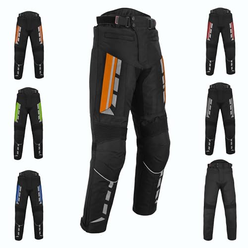 Motorradhose für Herren mit Protektoren Bikerhose Textiles Cordura Wasserdicht mit Schutz an Hüften und Knien - CE-zertifizierte Rüstung Zertifizierte Rüstung, orange, XXL von Vaster Moto