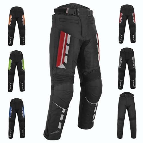 Motorradhose für Herren mit Protektoren Bikerhose Textiles Cordura Wasserdicht mit Schutz an Hüften und Knien - CE-zertifizierte Rüstung Zertifizierte Rüstung, rot, L von Vaster Moto