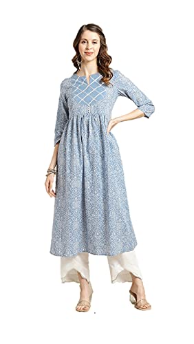 Kurtis für Damen, Partykleidung, indische Tunika, lang, Kurti Kurta, bereit zum Tragen, Blau 3, Small Kurtis für Damen, Partykleidung, indische Tunika, lang, Kurti Kurta, bereit zum Tragen, Blau 3, Small von Vastraghar