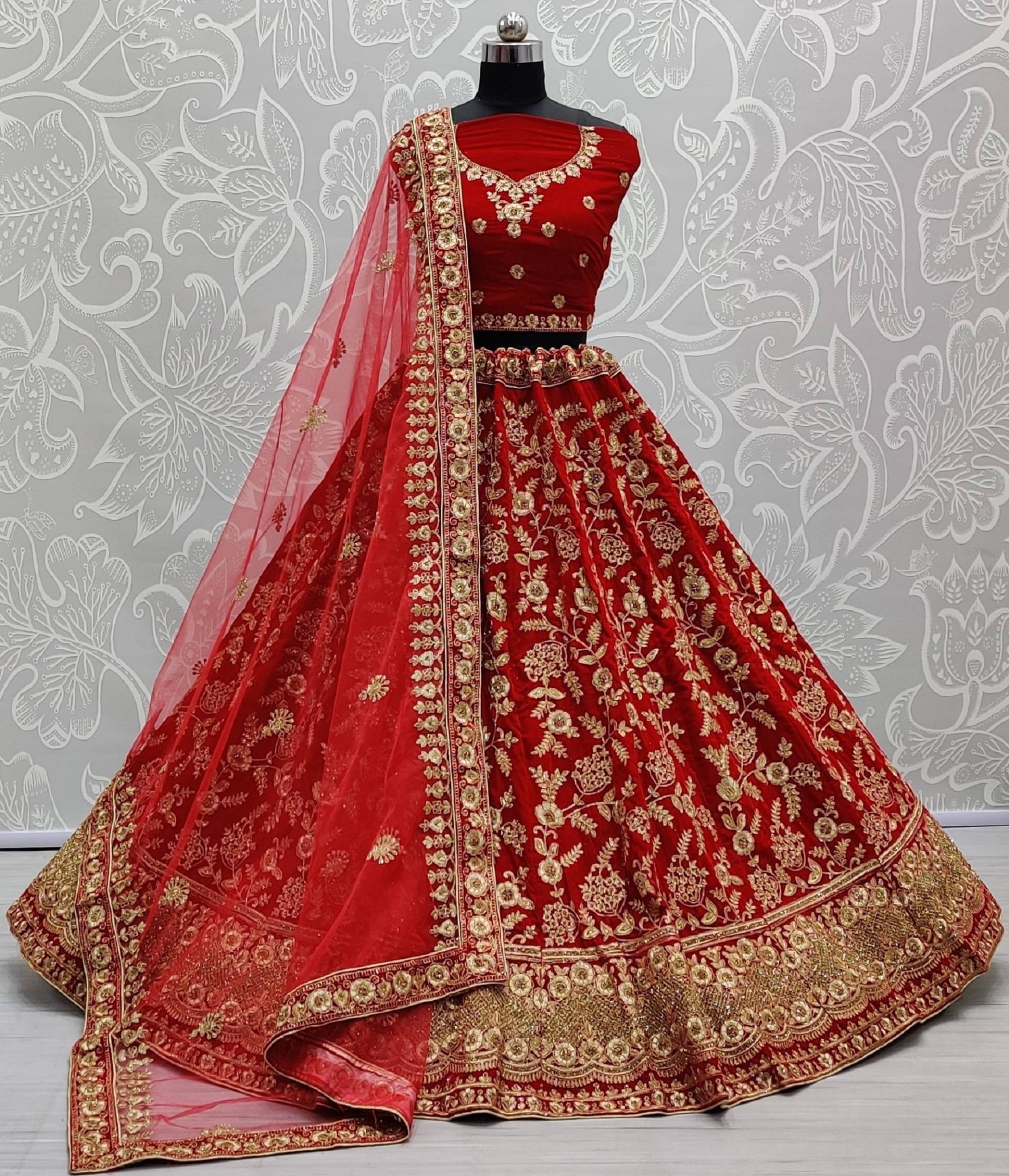 Schwere Arbeit Rote Farbe Braut Lehengacholi, Hochzeit Chaniya Choli , Handarbeit Lehenga Für Frauen, Hochzeit Dulhan von Vastrawear18