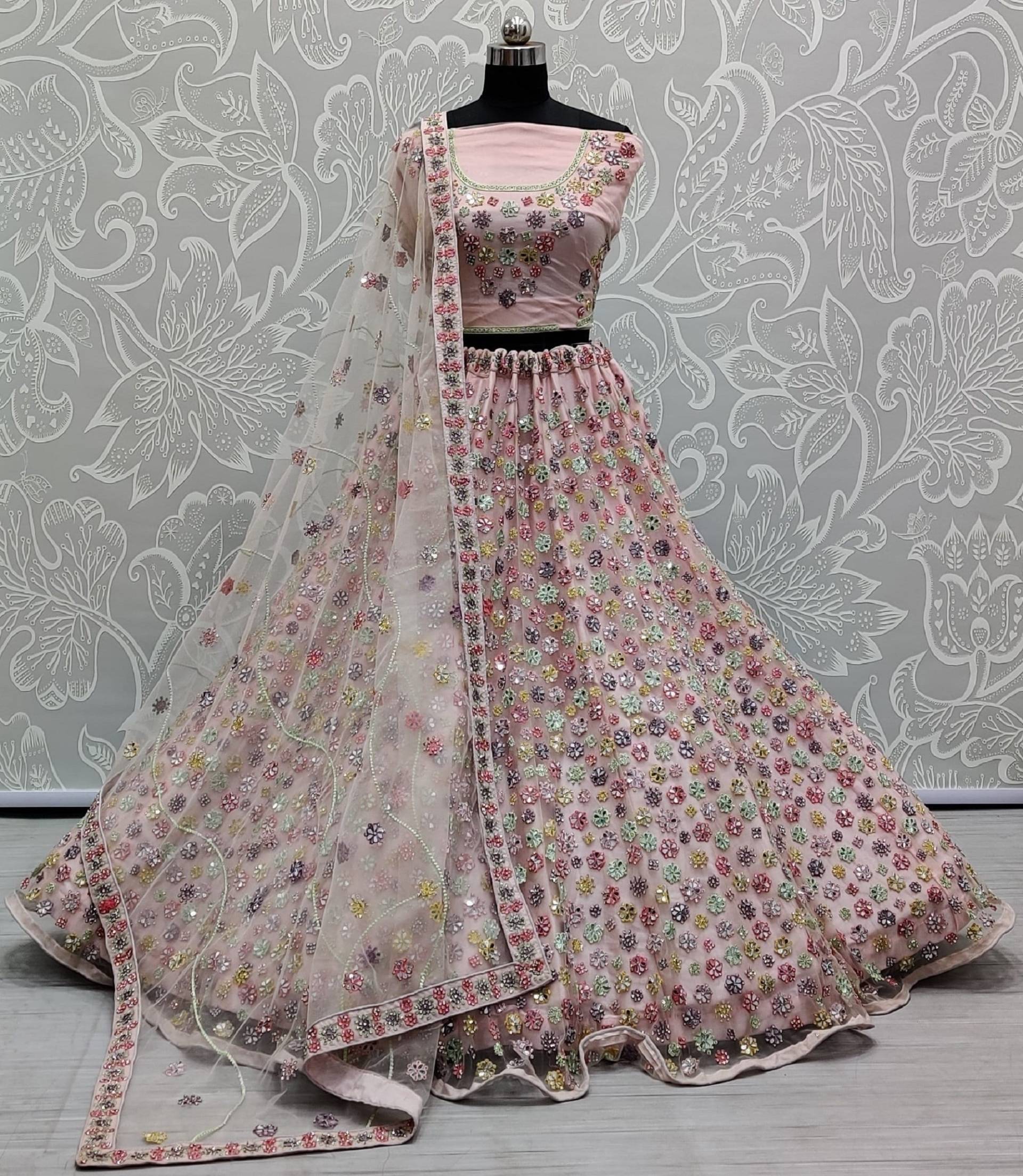 Spiegelarbeit Rosa Farbe Multi Work Braut Lehengacholi, Hochzeit Chaniya Choli, Handarbeit Verlobung Lehenga Choli Für Frauen, Geschenke Für Sie von Vastrawear18