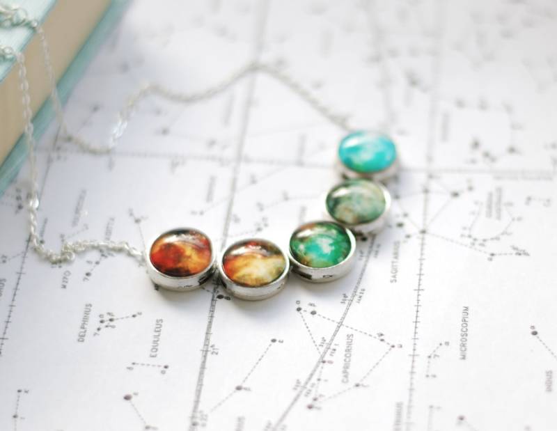 Regenbogen Galaxie Kette Ombre Silber Bead Space Jewelry von VasyaBoutique